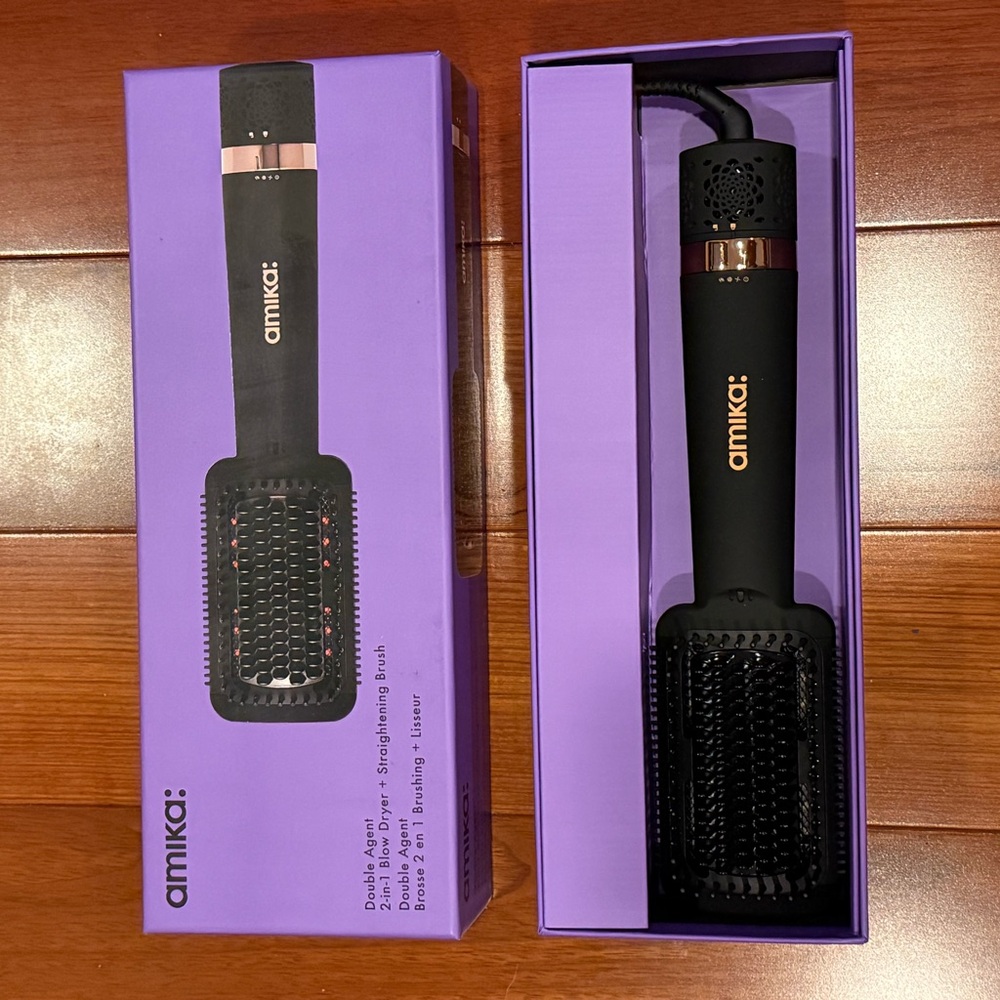 Amika Digital Styling Brush in Black and Purple